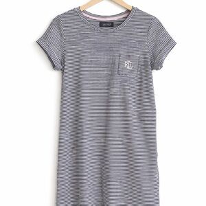 NWOT Ralph Lauren Striped Cotton Sleep Tee Shirt Dress Nightgown Navy White M